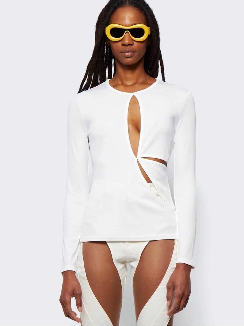 NWT Christopher Esber Anglaise White Long-Sleeve Cutout Top